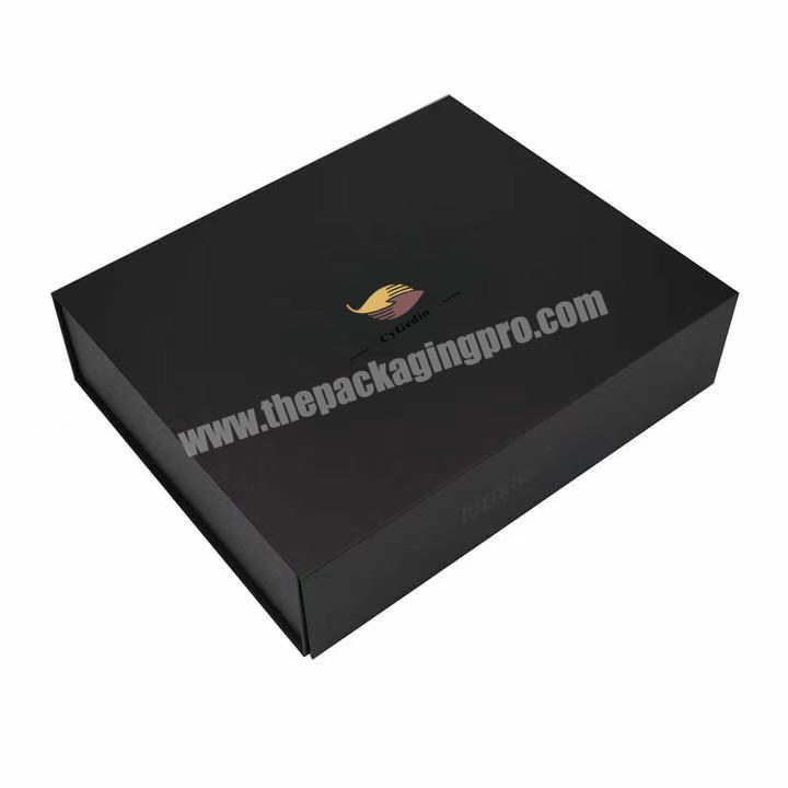 Customize Logo Printing Paper Packing Black Gift Box Wholesale Cheap Coated Paper Beautiful Magnetic Folding Box