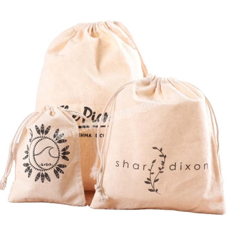 Customize Reusable Cotton Shoe Dust Packaging Drawstring Bag With Custom Printed Logo