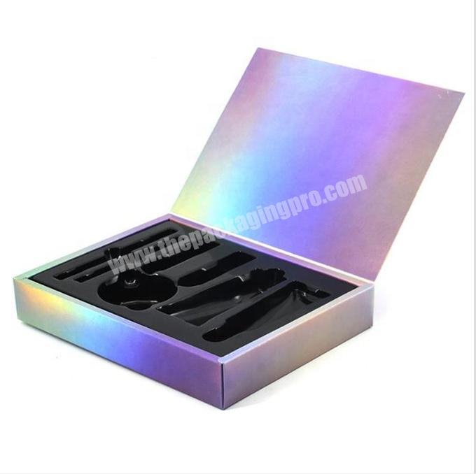 Customized Colorful Cosmetic Holographic Paper Box Packaging Glitter Gift Box Coated Paper Recyclable