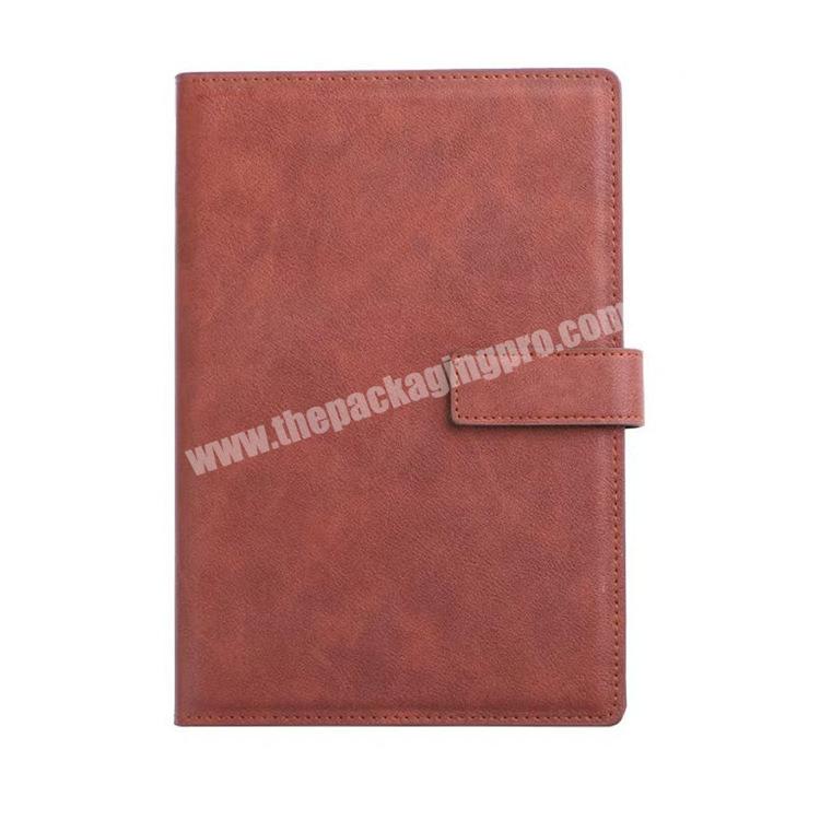 Customized Logo Classic Brown A4 A5 PU Leather Hardcover Notebook Promotional Writing Journals