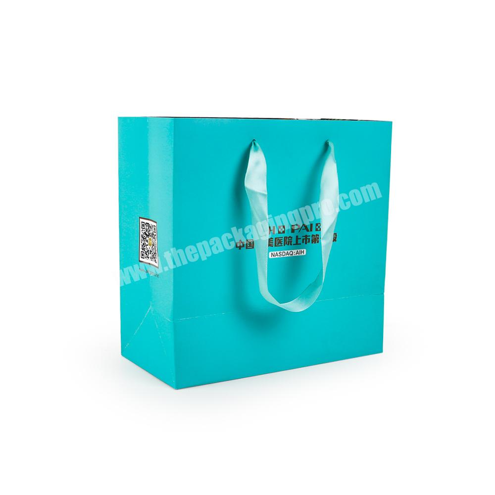 Customized Logo Design Luxury Shopping Gift Packaging Bag  with Ribbon Handle For Cosmetic Products