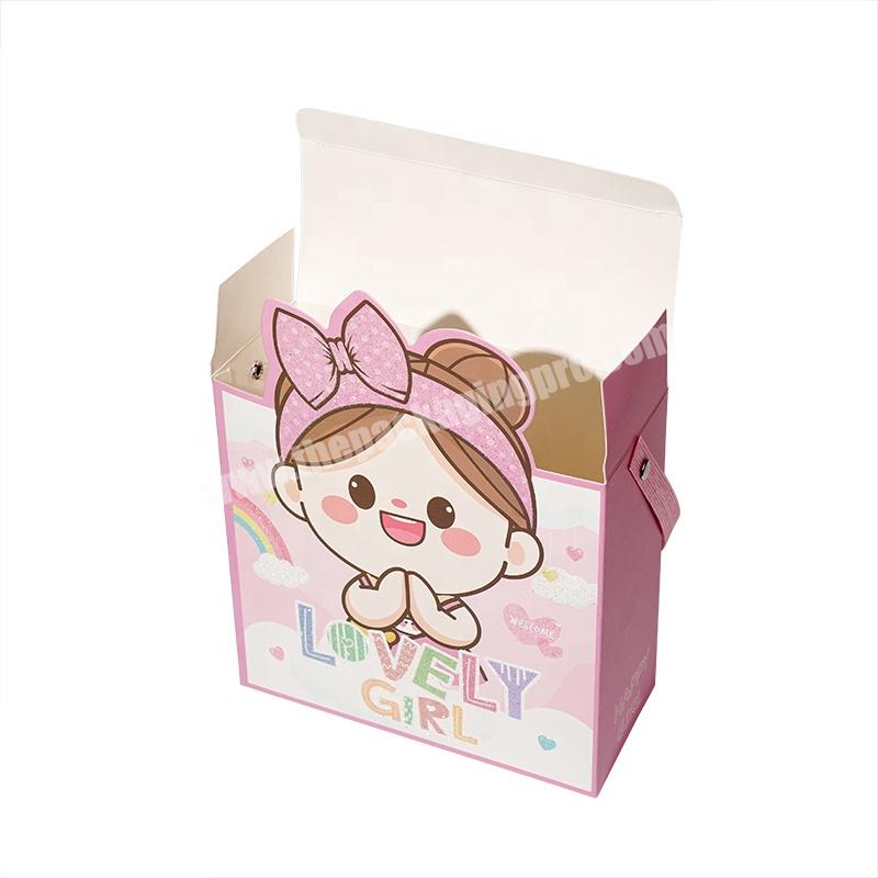 Customized Logo Shape Color Printing Paper Packing Box Recycle Packaging Box High Quality Cheap Pink Paper Packing Box