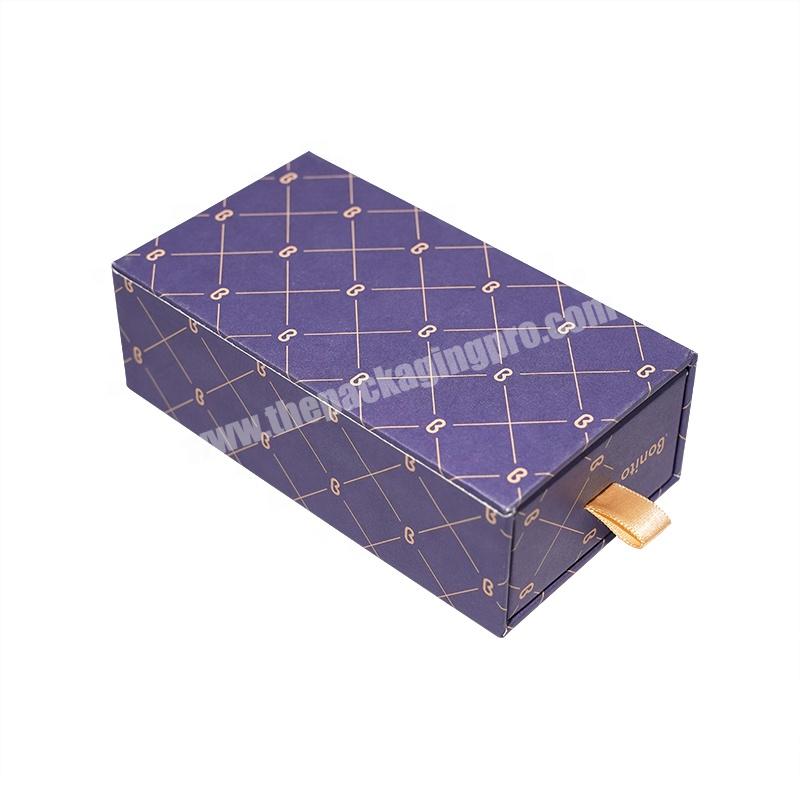 Customized Logo Size Color Printed Paper Box Eco Friendly Beautiful Purple Box High Quality Batch Customization Drawer Boxes