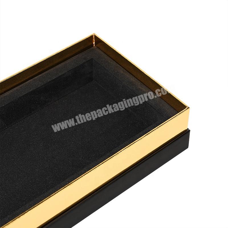 Customized Printing Logo Color Paper Packing Box Eco Friendly Coated Paper Black Box Lid And Base Box With Gold Stamping