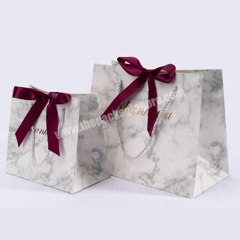 Customized White Present Wedding Candy Packaging Thank You Marble Gift Bag Luxury Shopping Bags