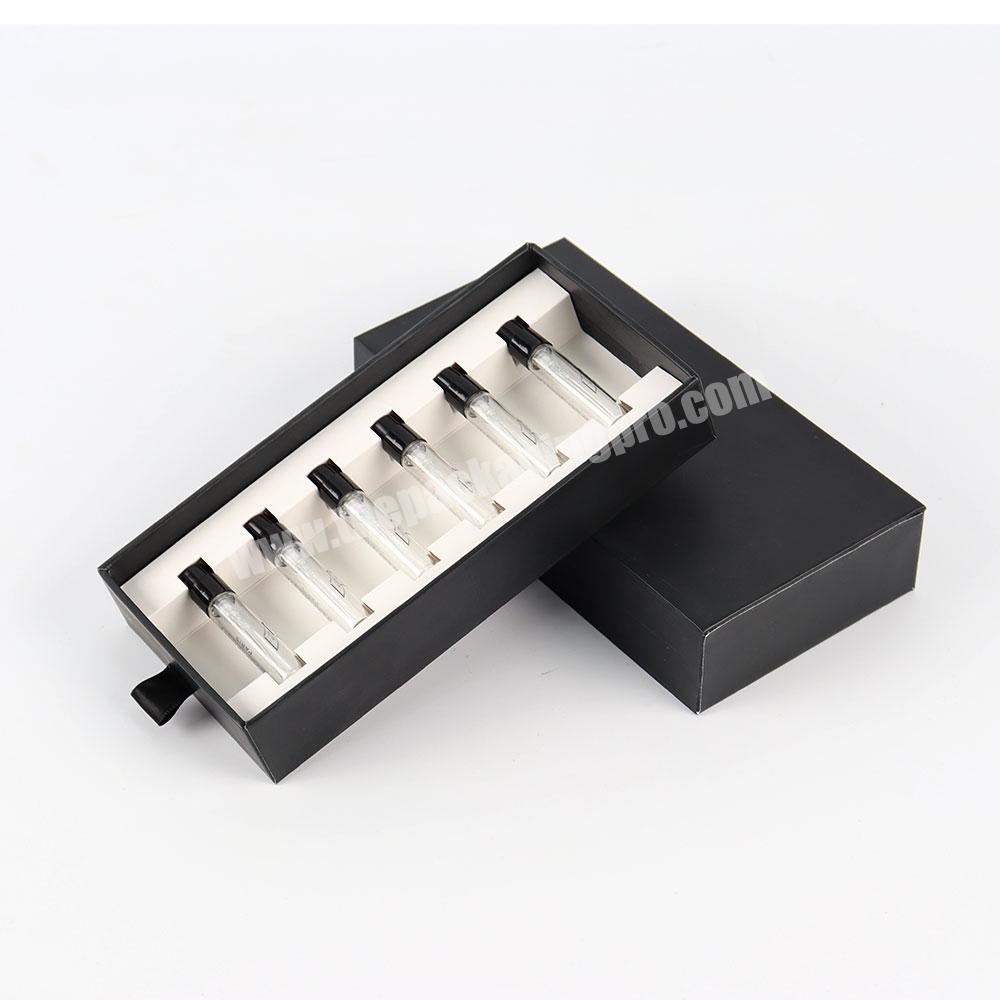 Customized printing perfume box packaging black luxury perfume card paper box drawer paper perfume box packaging