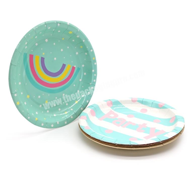 Disposable Assorted Color Dinner Plate Birthday Cake Plate Children's Handmade DIY Sticker Paper Plate