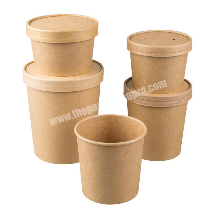Disposable Soup Kraft Paper Porridge Bucket Paper Bowl with Lid Soup Porridge Cup Takeaway Packing Paper Bucket