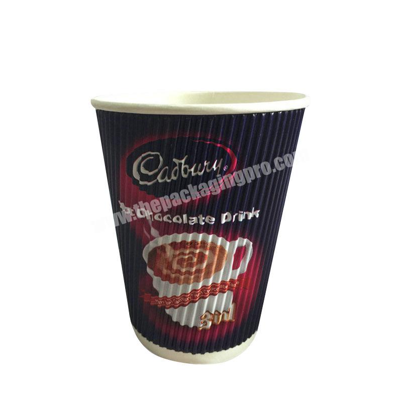 Disposable thickened paper cup 8  14  16 oz coffee cup hot drink cup corrugated wire cup
