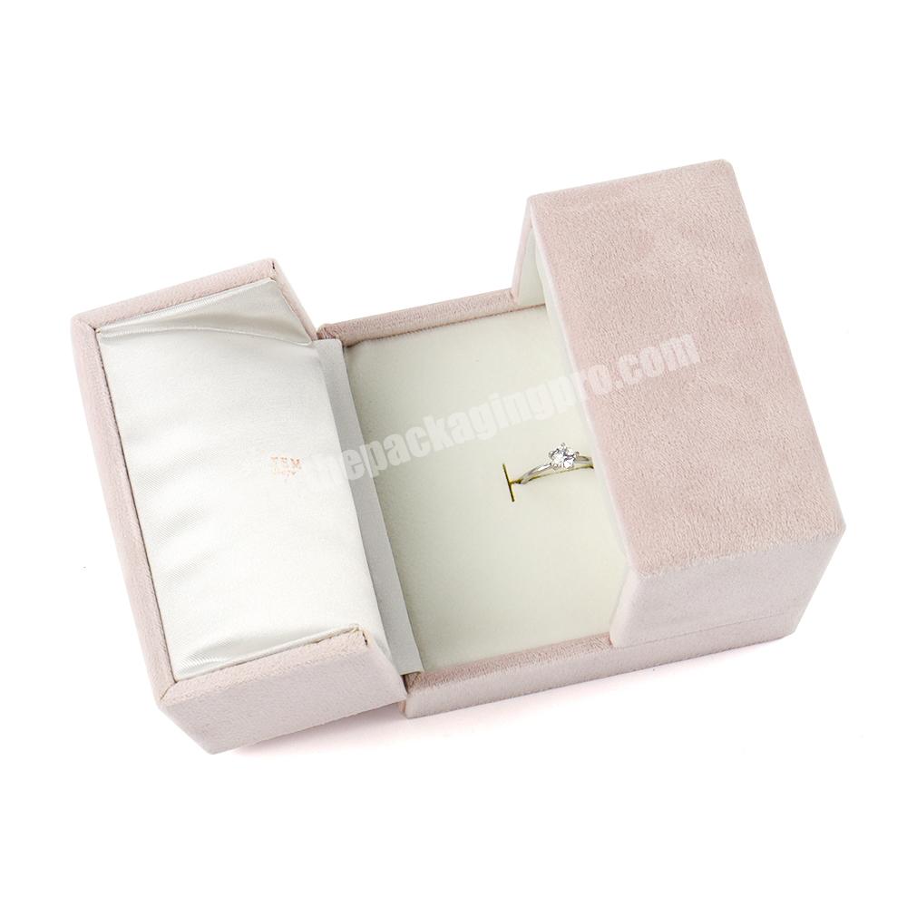 Double open velvet ring boxes for jewelry packing luxury ring jewelry packaging storage box logo custom for gift ring gift box
