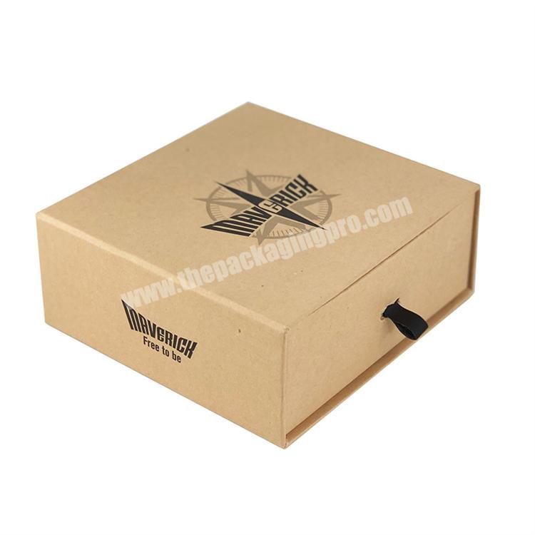 Eco Friendly 4c Printing Brown Kraft Rigid Cardboard Gift Packing Slide Drawer Jewelry Paper Box with Logo