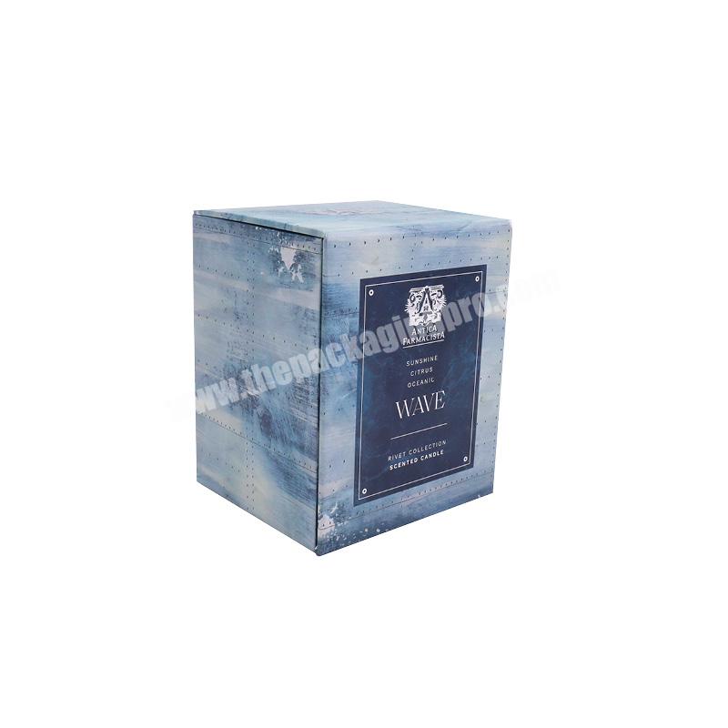 Eco Friendly Custom Printed Recyclable Luxury Lid and Base Paper Cardboard Rigid Candle Box Packaging