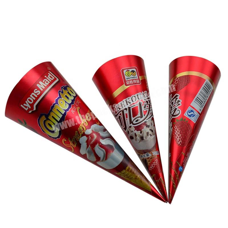 Eco Friendly Disposable Ice Cream Cone Paper Cup Sleeve Waffle Cone Packaging With Logo