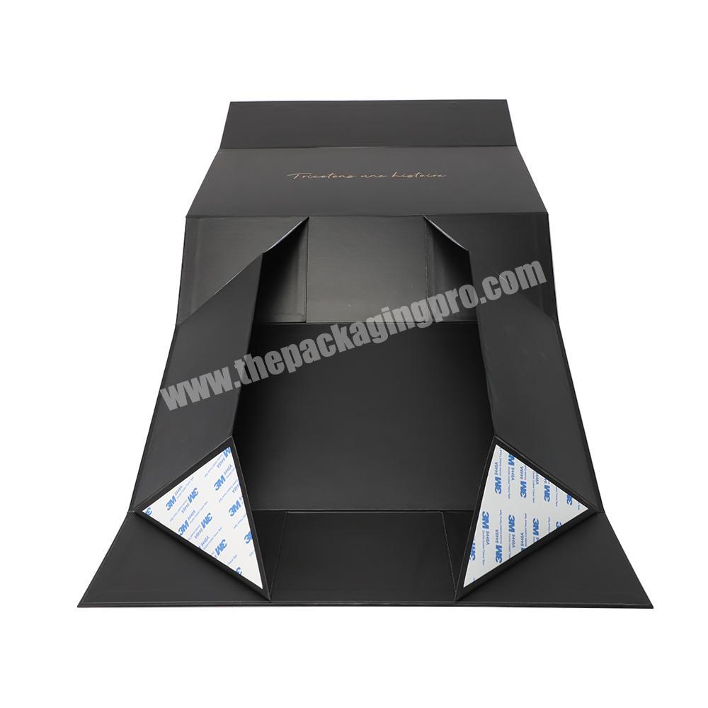 Eco Friendly Wedding Decoration Black Magnet Fold Box Package Jewelry Kraft Gift Easy Rigid Folding Shipping Box Board With Lid