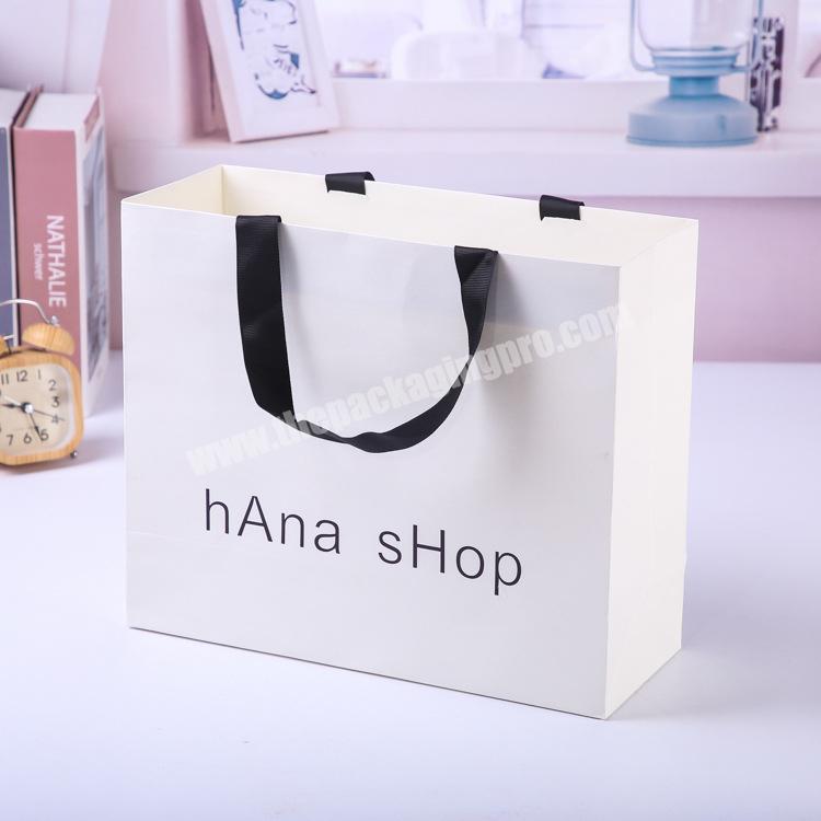 Excellent Quality Personalized Logo White Tote Boutique Gift Packaging Shopping Paper Bag