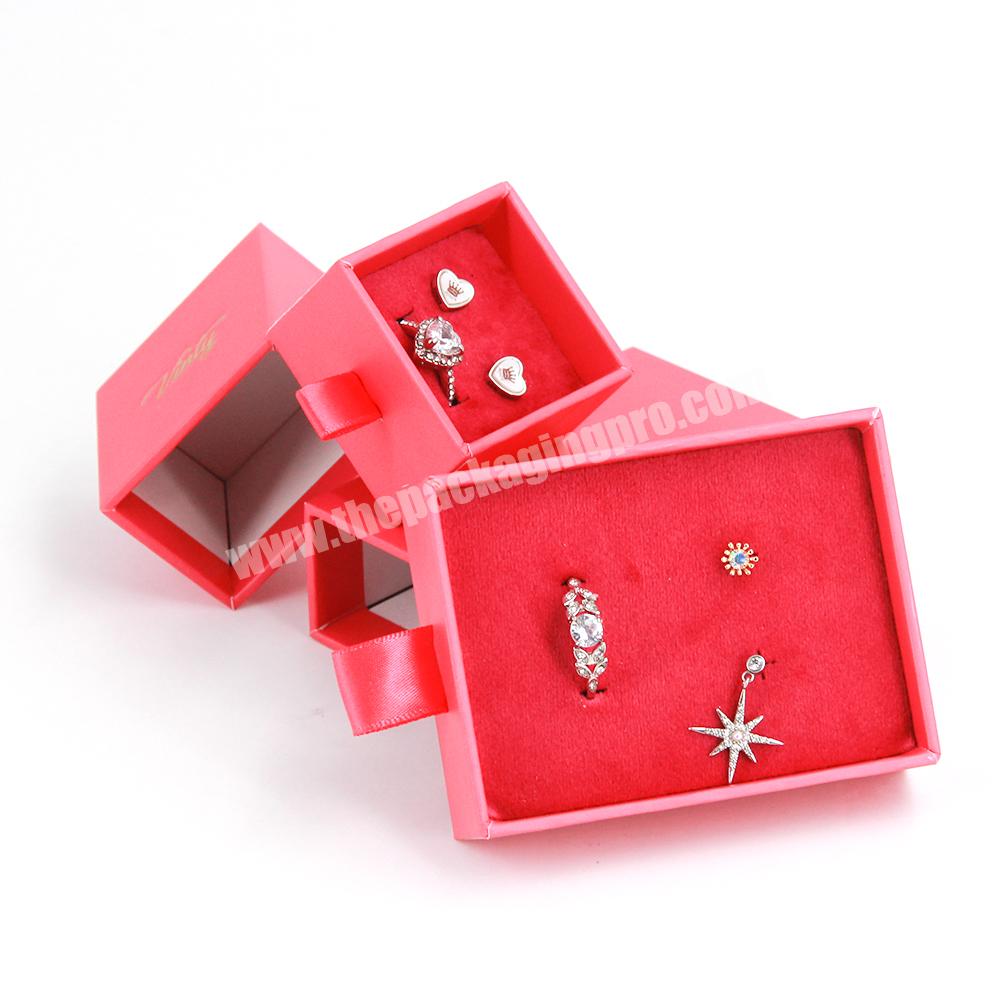 Exclusive jewelry display box logo and set luxury logo custom jewelry packaging box with insert foam drawer jewelry gift box