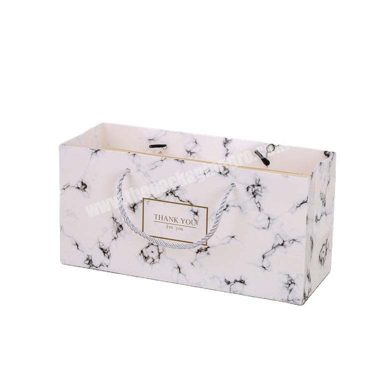 Fancy Designed Portable Custom Size Cosmetics Packaging Boutique Gift Marble Shopping Paper Bag