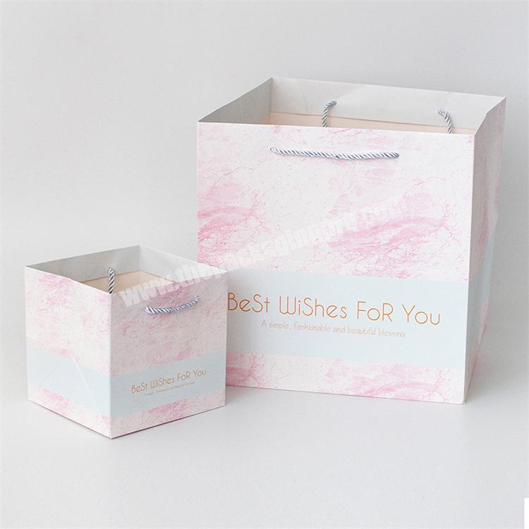 Fashion Design Marble Square Bottom Rope Handle Party Festival Gift Packaging Paper Bag