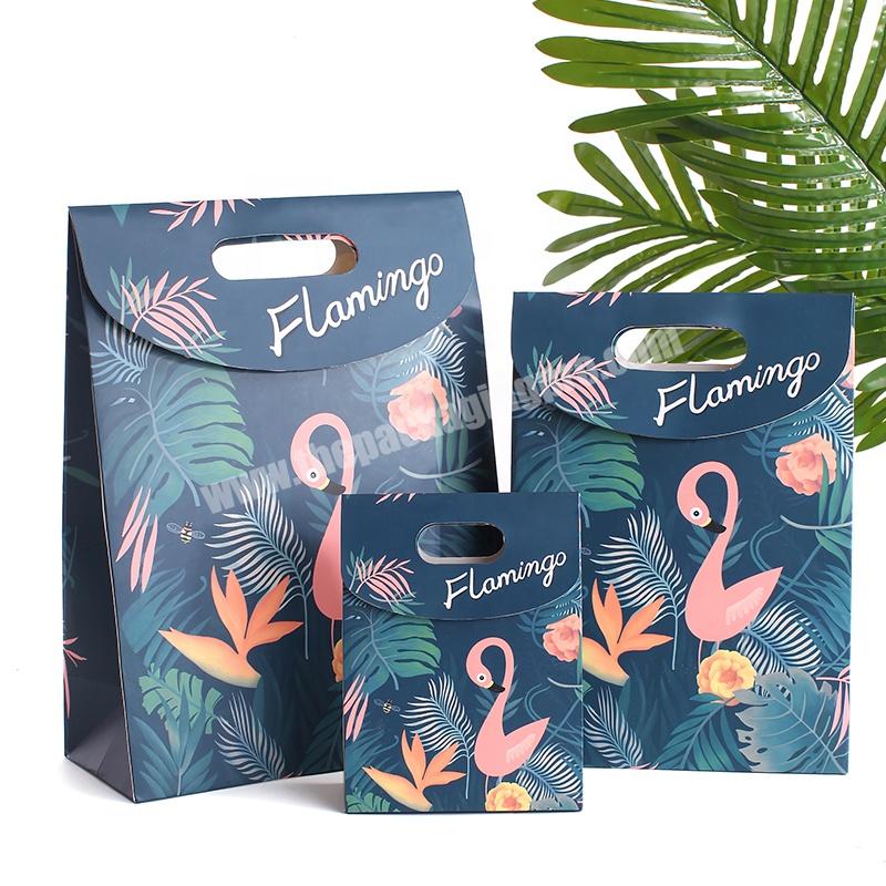 Flamingo matt gift bags die cut handle carrier paper bags