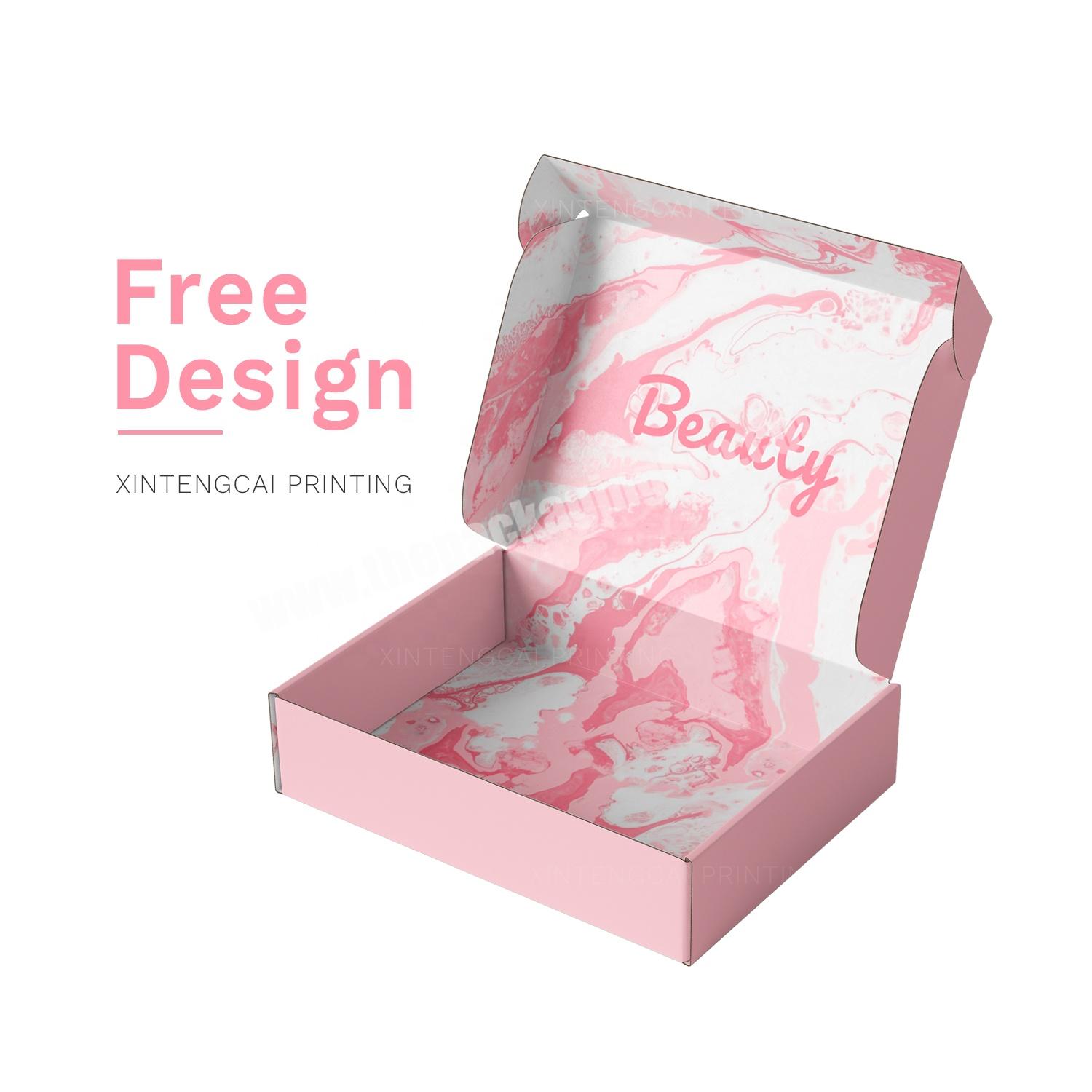Free Design  Fast Turnaround Pink Custom Printed B Flute Corrugated Paper Packaging Box for Makeup  Beauty  Clothing  Snack