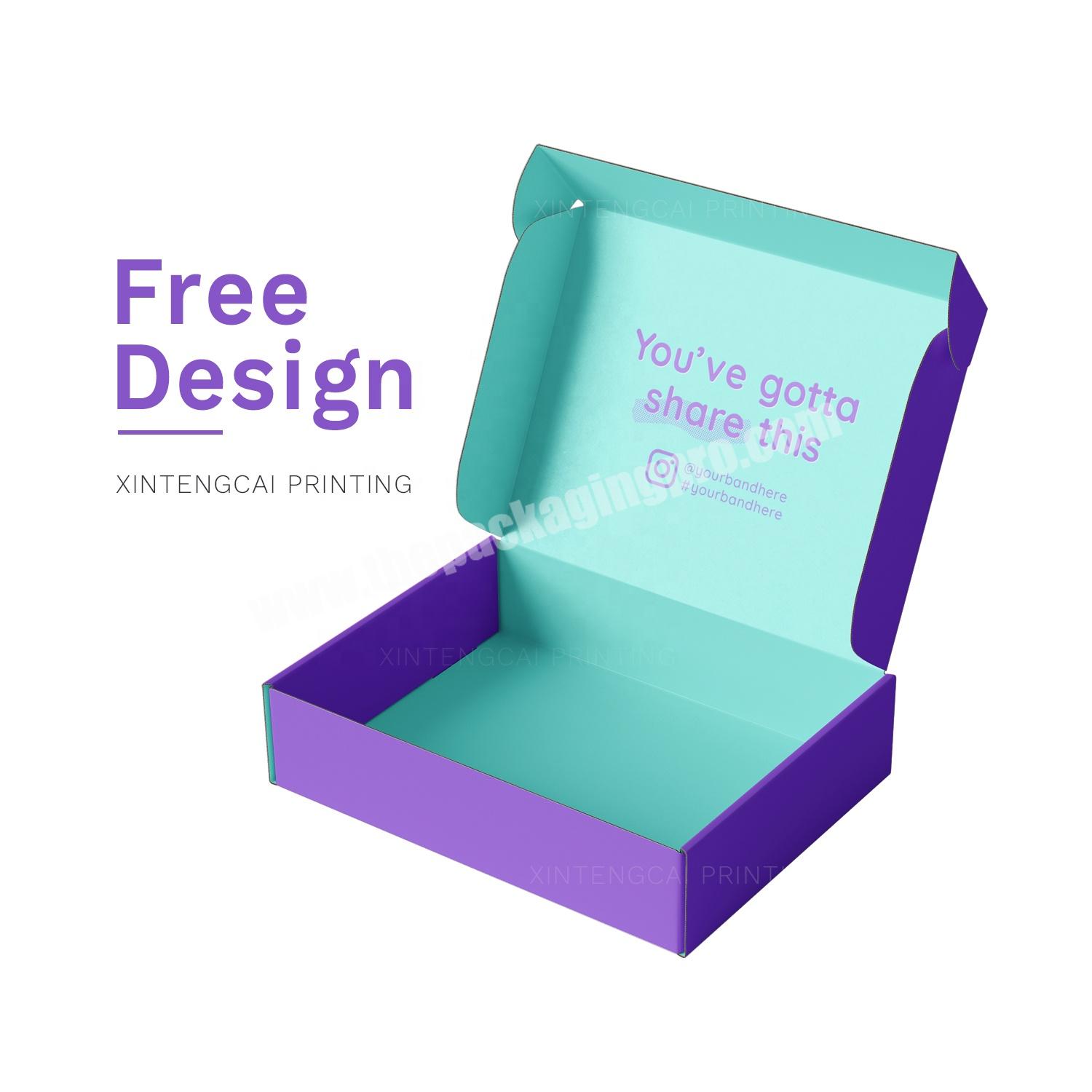 Free Design Cool Purple Cyan Custom Design Cosmetic Start-up Brand Strudy Product Packaging Paper Box, Corrugated Mailer Boxes
