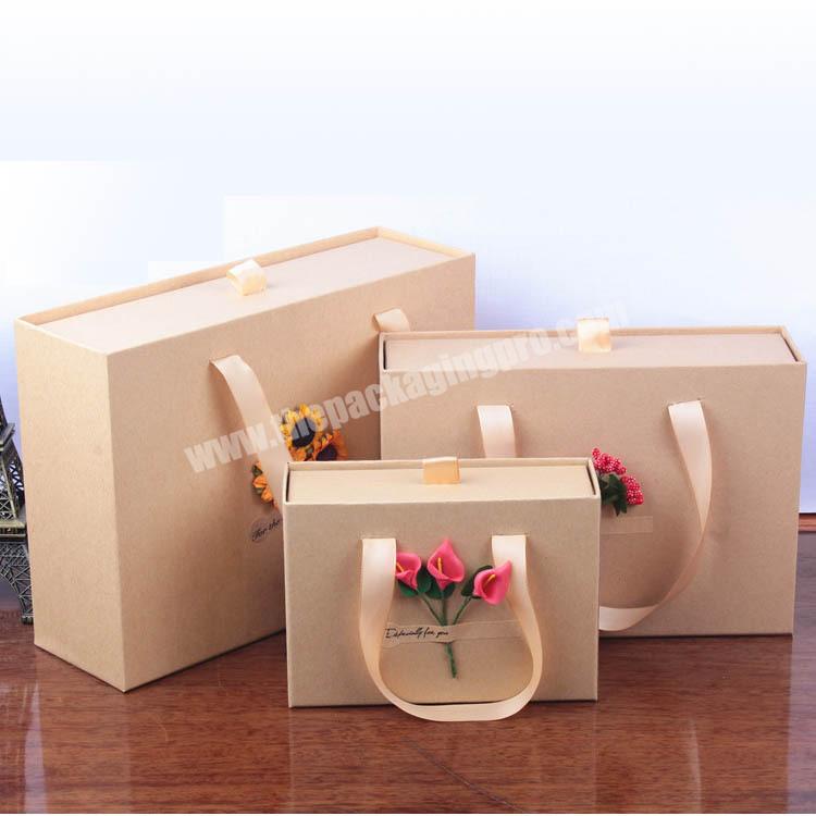 High-End Paper Gift Box Black Pink Flower Jewelry Double Door With Drawer Packing Flower Gifts Box