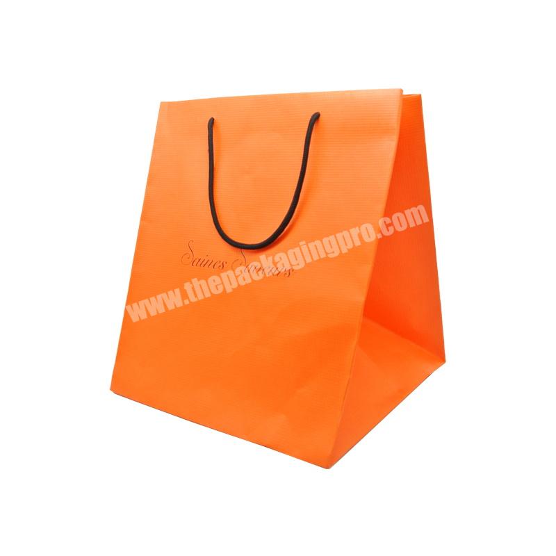 High Quality Factory Unique Customized Printed Logo Design Luxury Gift Shopping Bag With Ribbon Handle