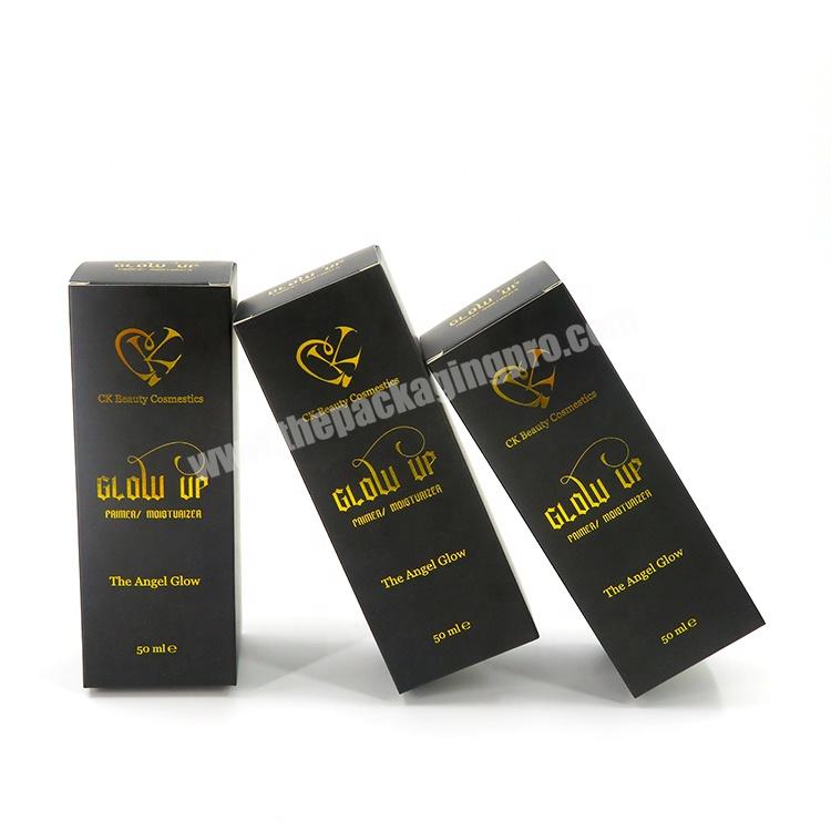 High Quality Wholesale Elegant Cosmetic Black Art Paper Box With Gold Stamping Logo