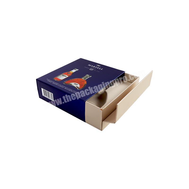 High quality 3 bottle magnetic box wine glass packaging paper gift box with dividers