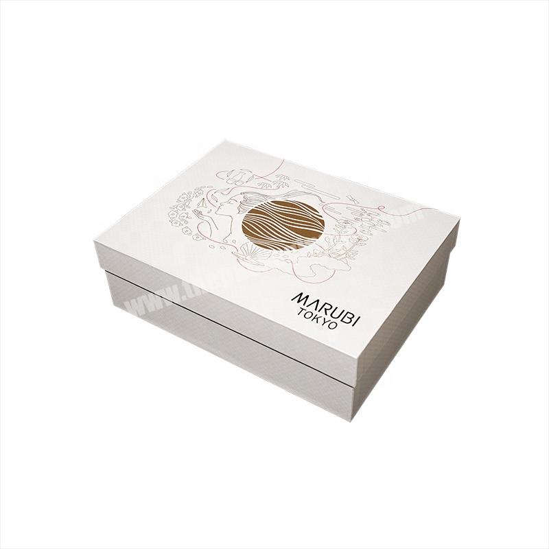 High quality custom logo white rigid box essential packaging cardboard box gift set lid and base paper box with EVA insert