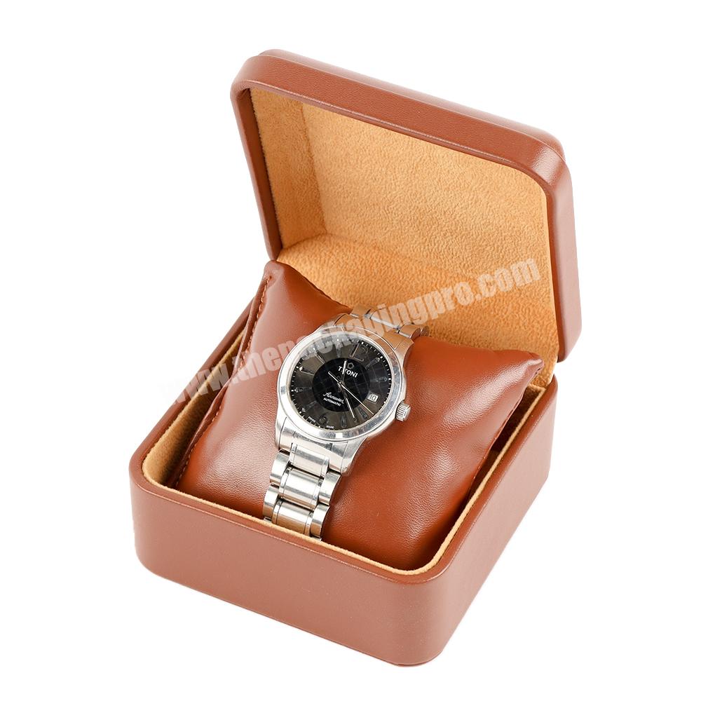 High quality leather flip gift packaging watch boxes cases single watch packaging case box custom leather watch boxes