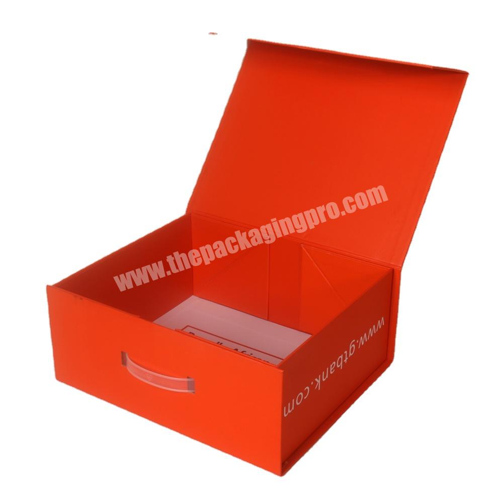 Hot Luxury Magnetic Gift Box Packaging Handle Folding Custom Logo Hard Rigid Cardboard Paper Box