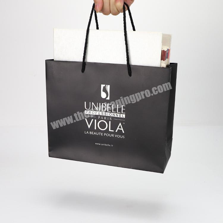 Hot Sale Custom With Logo Luxury European Boutique Clothes Black Art Paper Gift Shopping Paper Bag With Handle