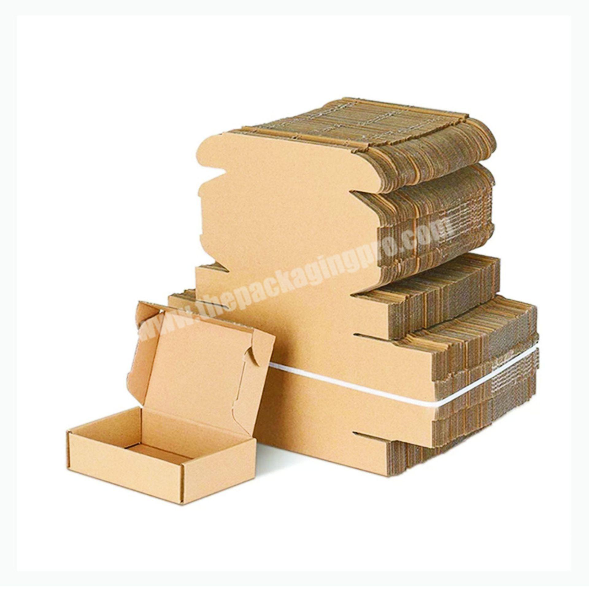 In Stock Low Moq Square Biodegradable Colored Flat Kraft Shoe Corrugated Mailer Paper Packaging Cardboard Shipping Box