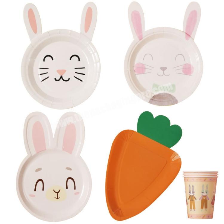 Ins Children Birthday Party Cake Paper Plate Cute Rabbit Disposable Picnic Supplies Easter Paper Tableware Plate