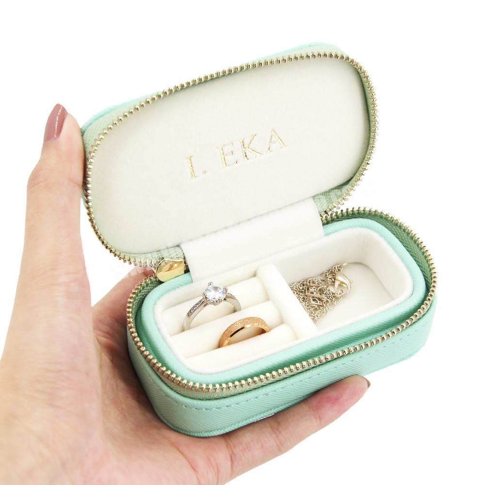 Jewelry box luxury kraft paper leather travel jewelry ring gift box custom ring gift packaging with insert foam jewelry boxes