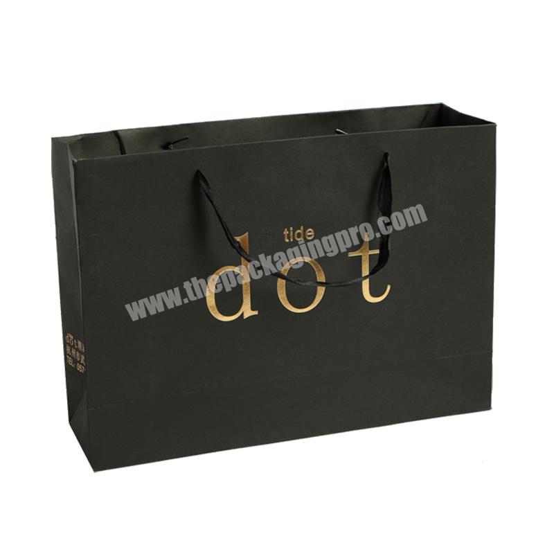 Large Custom Gold Foil Matte Black Paper Shopping Bag with Logo