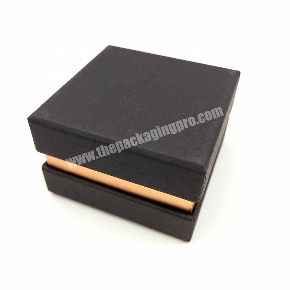 Lid off black gift jewelry box with paper holder ring box