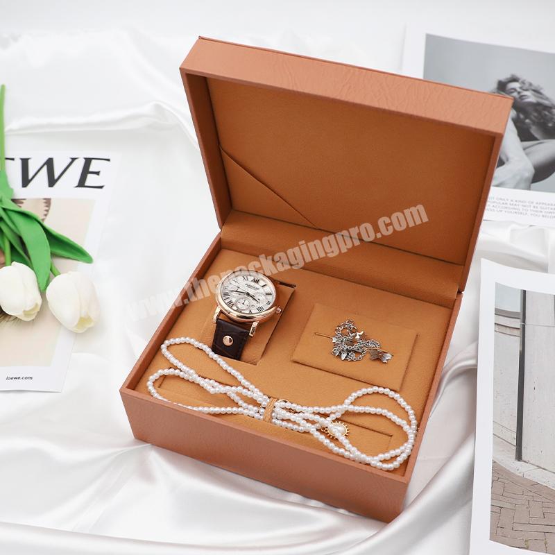 Low MOQ Custom Logo PU Leather Luxury Earring Bracelet Necklace Ring Box Portable Watch Travel Jewelry Organizer Box