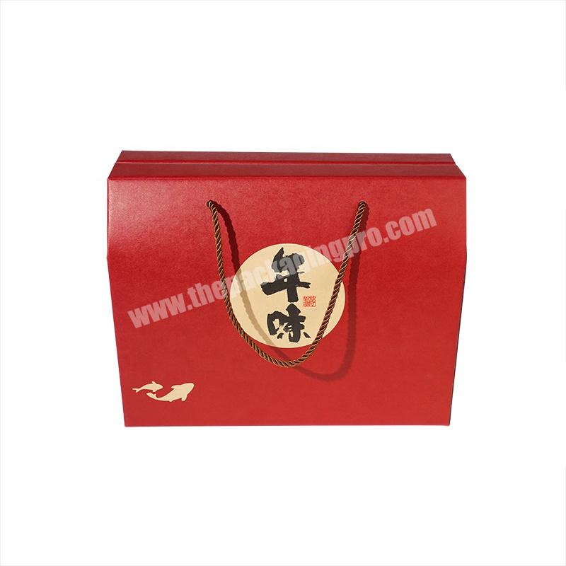 Lunar New Year  Packaging Custom  Wholesale  Chinese Festival Customized Paperboard Gift Box with Round Rope