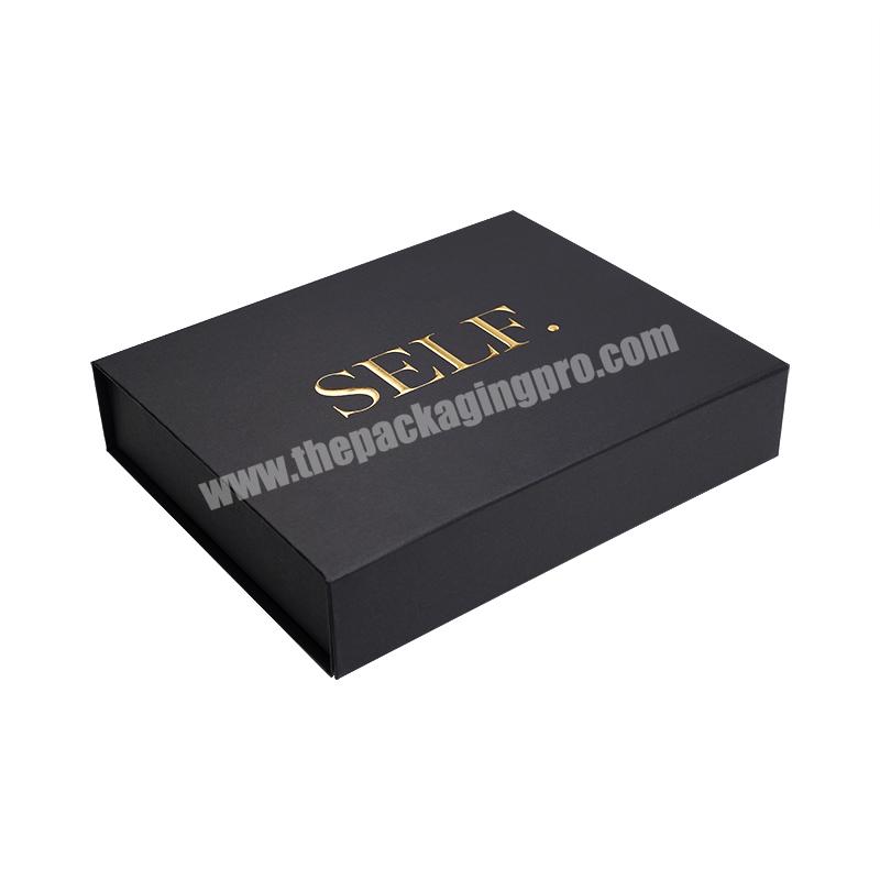 Luxury Black Folding Cardboard Box Packaging Paper Box with Embossed Logo