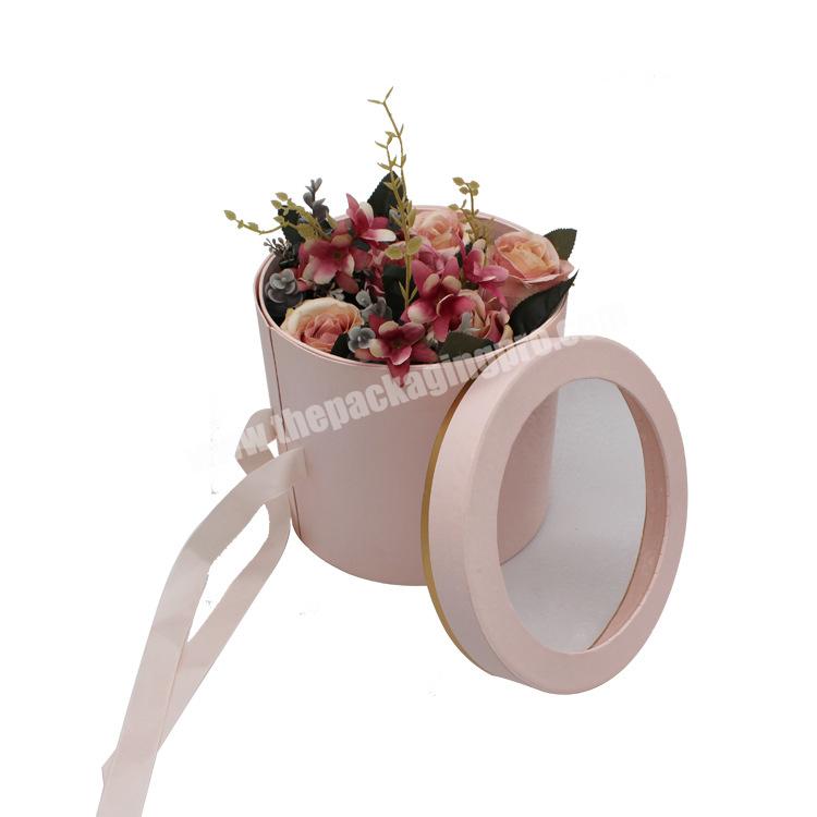 Luxury Custom Logo Cardboard Paper Round Rose Cylinder Flower Gift Packaging Box