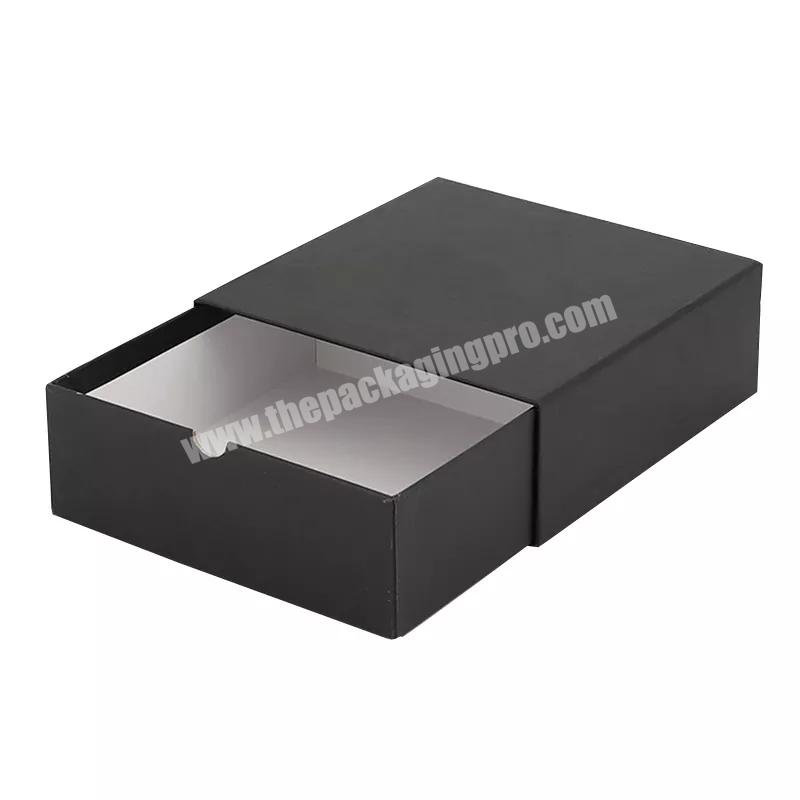 Luxury Custom Logo Hot Stamping Black Packaging Box Drawer Box Gift Boxes