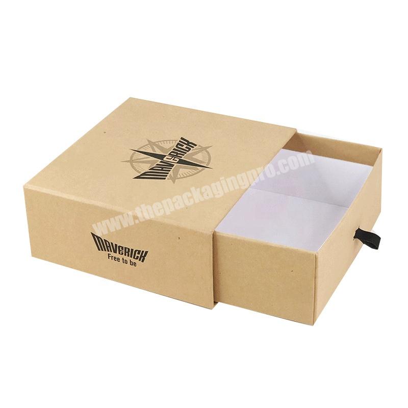 Luxury Jewelry Package Drawer Box Square Kraft Paper Slide Boxes Packaging for Jewelry