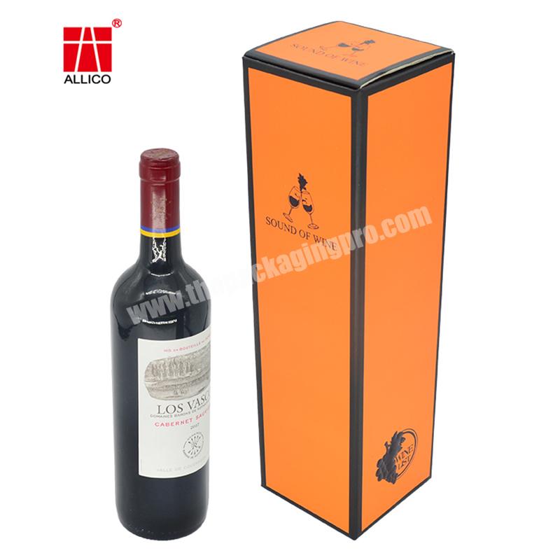 Luxury Rigid Paper Packaging Whiskey Single Bottle Glass Gift Wine Box Custom Logo With Paper Bag For Champagne