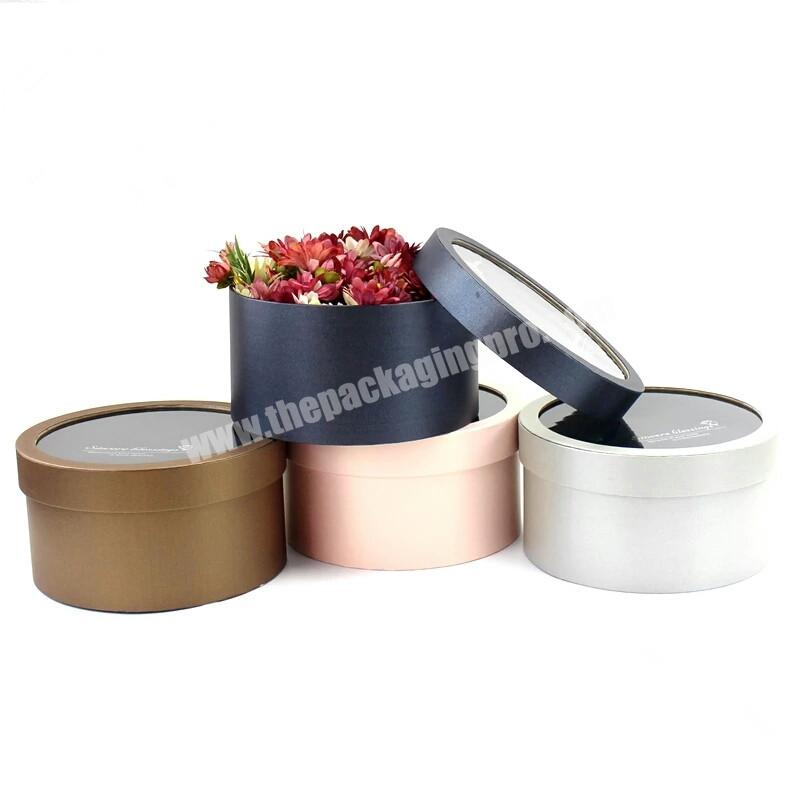 Luxury Round PVC Christmas Single Rose Flower Gift Paper Packaging Box With Window