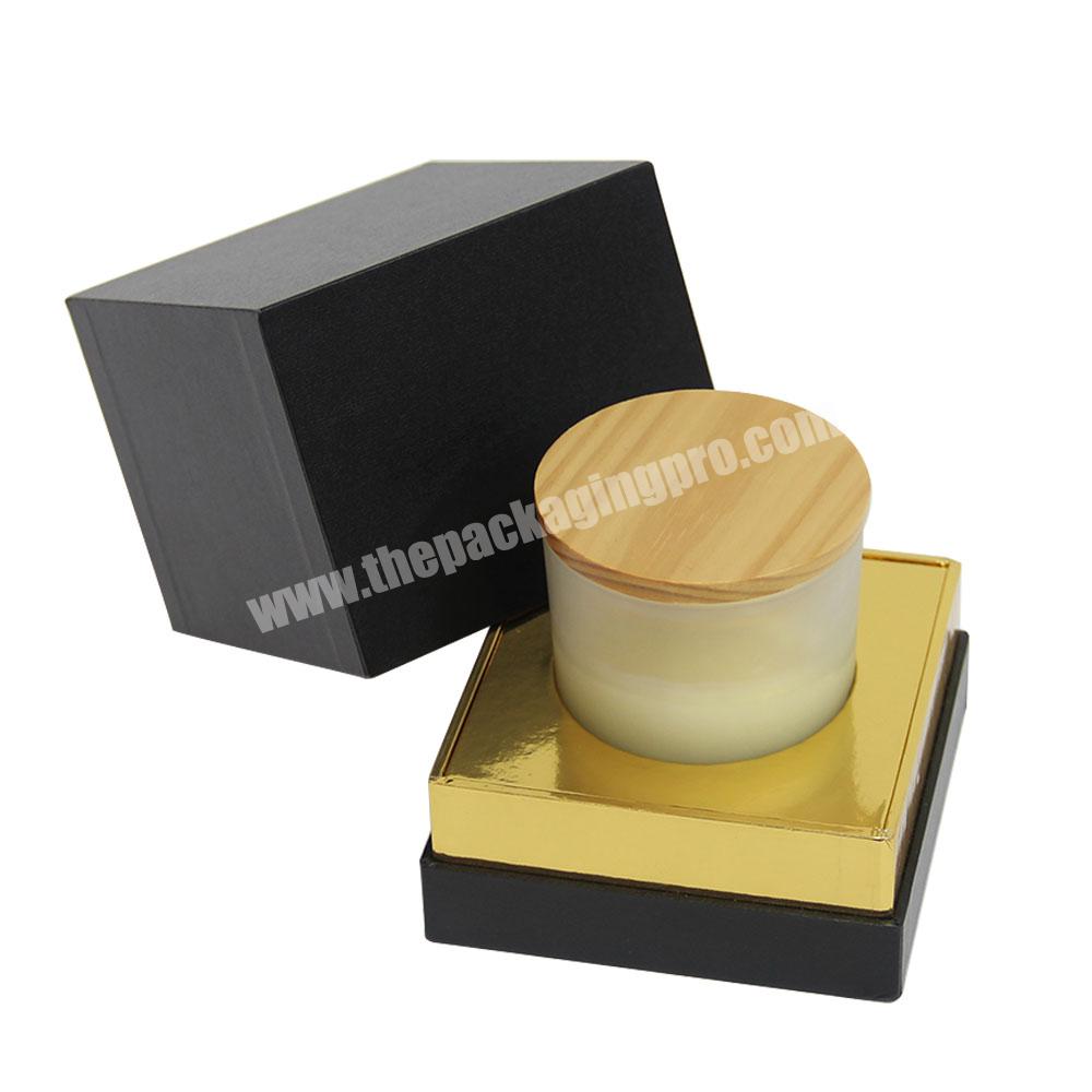 Luxury cardboard tubes candle packaging boxes cube matte craft  candle jar packaging box christmas shipping box for candle black