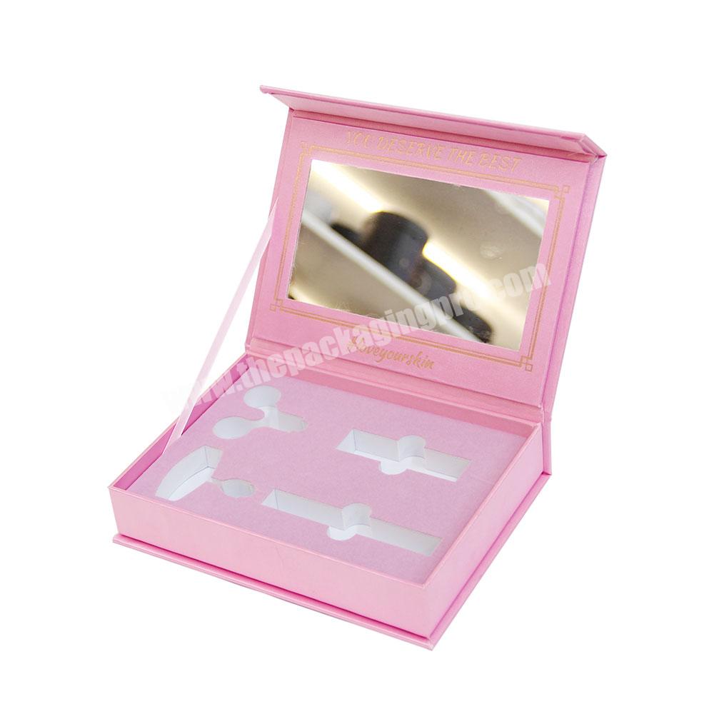 Luxury cosmetic skincare packaging box rectangular colorful pink for cosmetic storage box personalized cosmetic product box