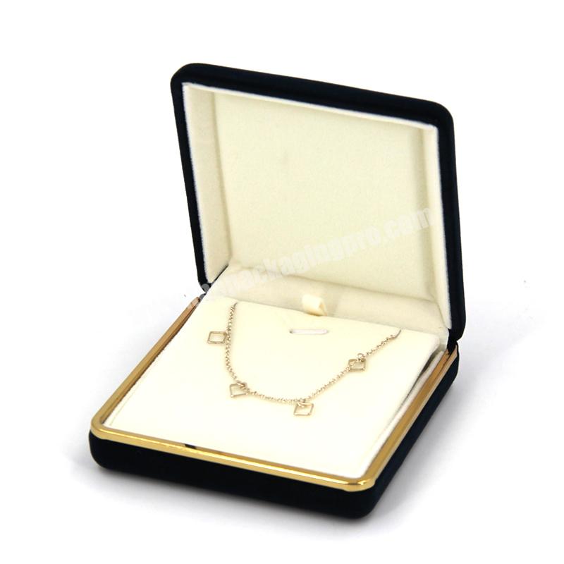 Luxury custom logo black velvet  necklace jewelry box led elegant necklace pendant bracelet packaging jewelry gift box