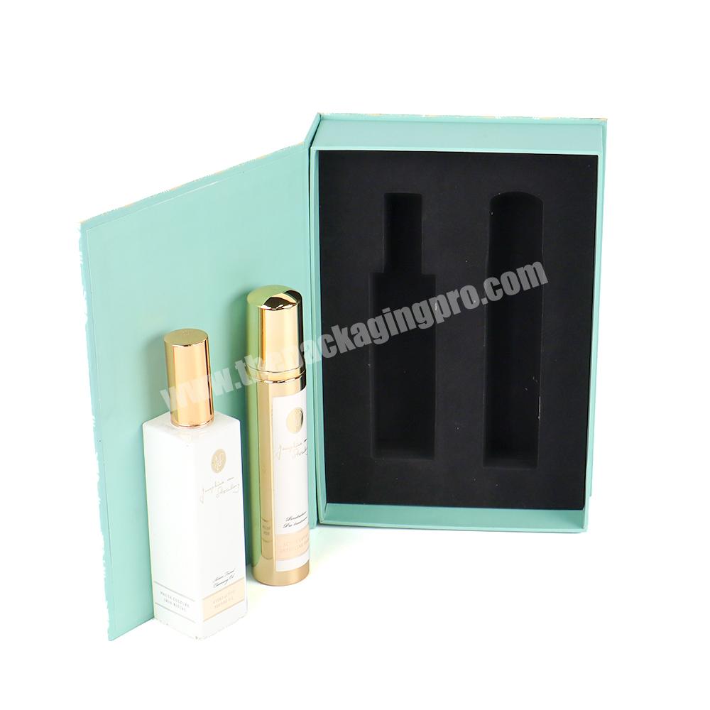 Luxury custom rigid cosmetic packaging gift box cosmetic custom logo magnetic gift set aromatherapy body lotion gelittering box